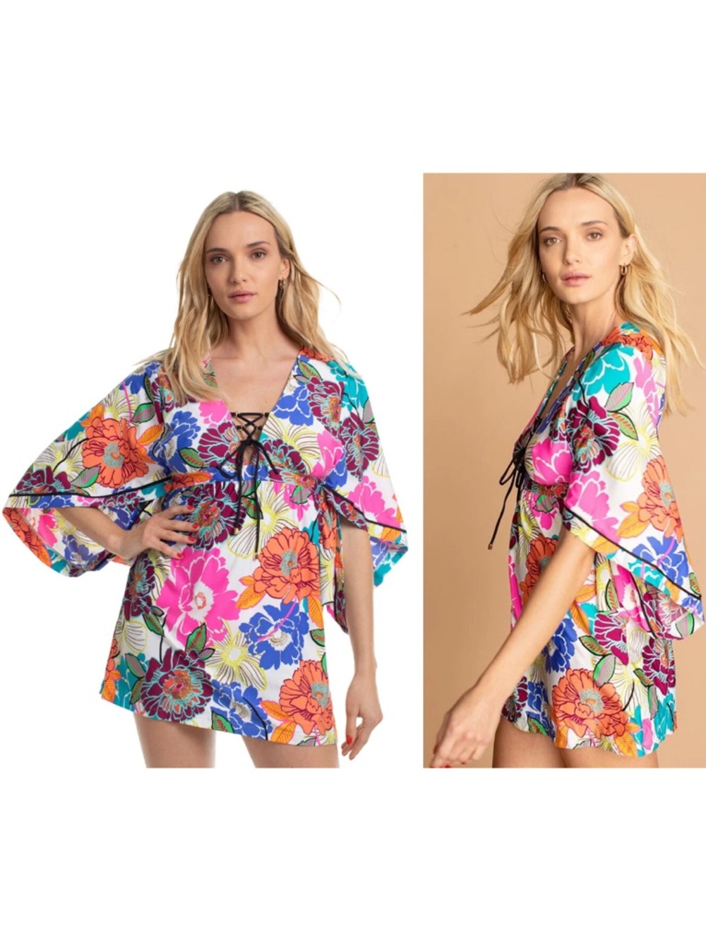 Trina Turk  size small swim dress cover up floral butterfly beach